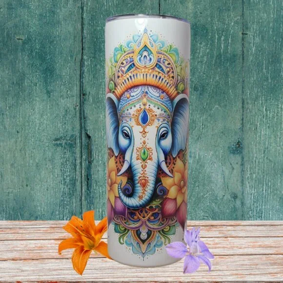 Lord Ganesha 20 oz Zen Tumbler | Sublimated by Scott Heil of The Crowing Hen - Picture 1 of 6